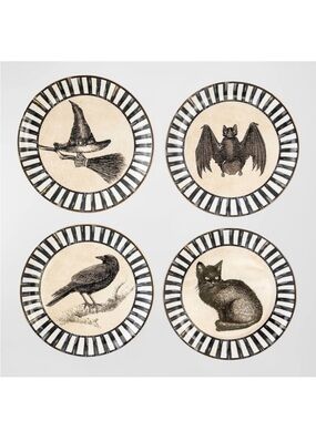 MacKenzie-Childs set of 4 Spellbound Halloween Dessert Plates